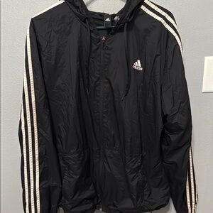 Adidas Black Windbreaker Lightweight Full-Zip